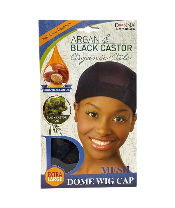 DONNA ARGAN AND BLACK CASTOR MESH DOME WIG CAP 