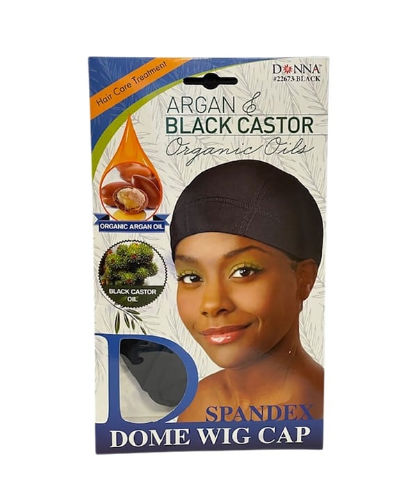 DONNA ARGAN AND BLACK CASTOR SPANDEX DOME WIG CAP 22673 BL