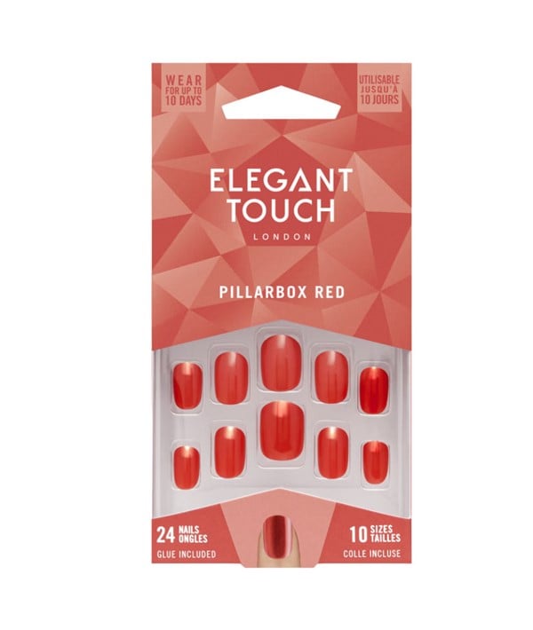 ELEGANT TOUCH PILLARBOX RED NAIL WITH GLUE 