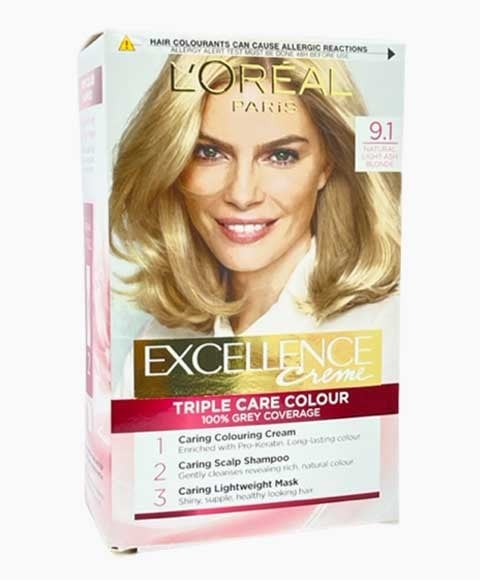 EXCELLENCE CREME TRIPLE CARE COLOUR 9.1 NATURAL LIGHT ASH