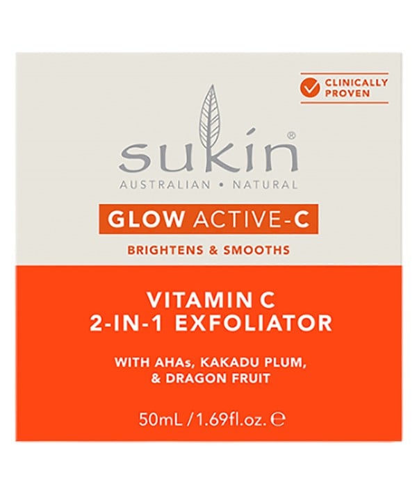 SUKIN GLOW ACTIVE C VITAMIN C 2 IN 1 EXFOLIATOR 