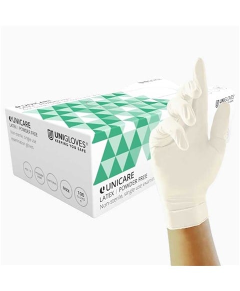 UNICARE LATEX POWDER FREE GLOVES 