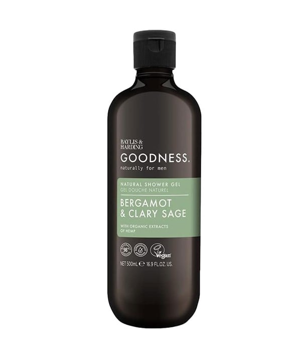 GOODNESS MEN BERGAMOT AND CLARY SAGE NATURAL SHOWER GEL 
