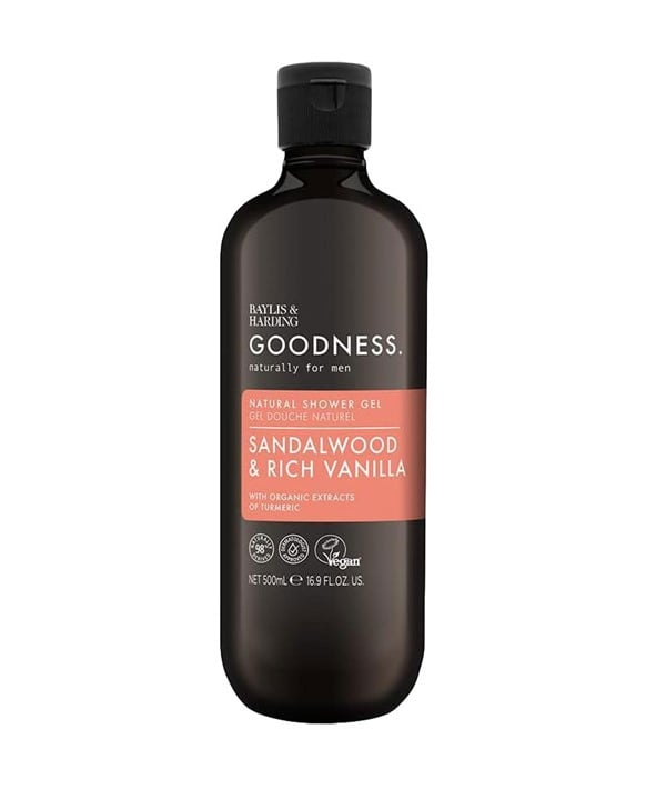 GOODNESS MEN SANDALWOOD AND RICH VANILLA NATURAL SHOWER GE
