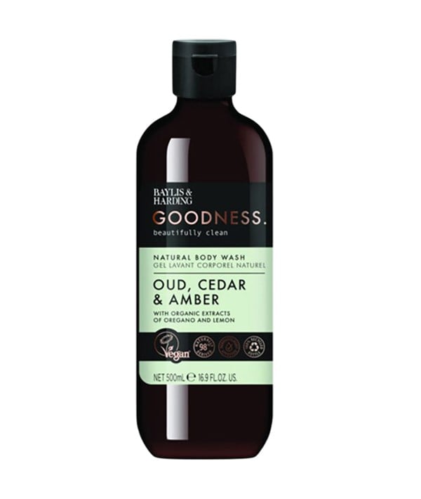 GOODNESS OUD CEDAR AND AMBER NATURAL BODY WASH 
