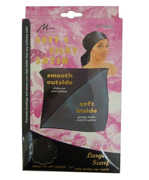MURRY SOFT AND SILKY SATIN LARGE SCARF M779BLK 