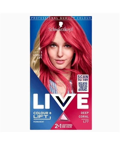 LIVE COLOUR PLUS LIFT PERMANENT HAIR COLOUR L77 DEEP CORAL