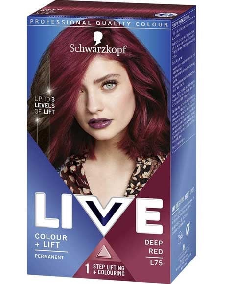 LIVE COLOUR PLUS LIFT PERMANENT HAIR COLOUR DEEP RED L75 