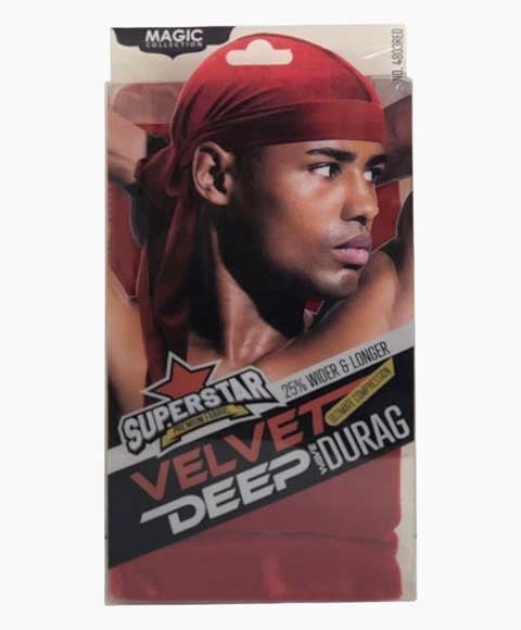 MAGIC COLLECTION SUPERSTAR VELVET DEEP WAVE DURAG 4803 RED