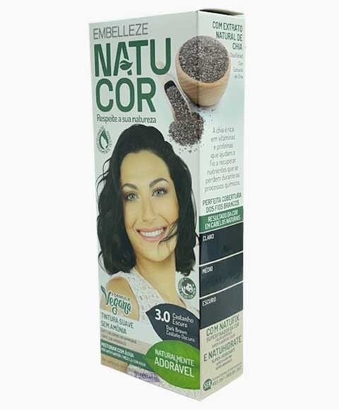 NATUCOR VEGAN AMMONIA FREE PERMANENT COLOR 3.0 DARK BROWN
