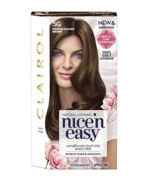NICE N EASY PERMANENT HAIR COLOR 5G MEDIUM GOLDEN BROWN 
