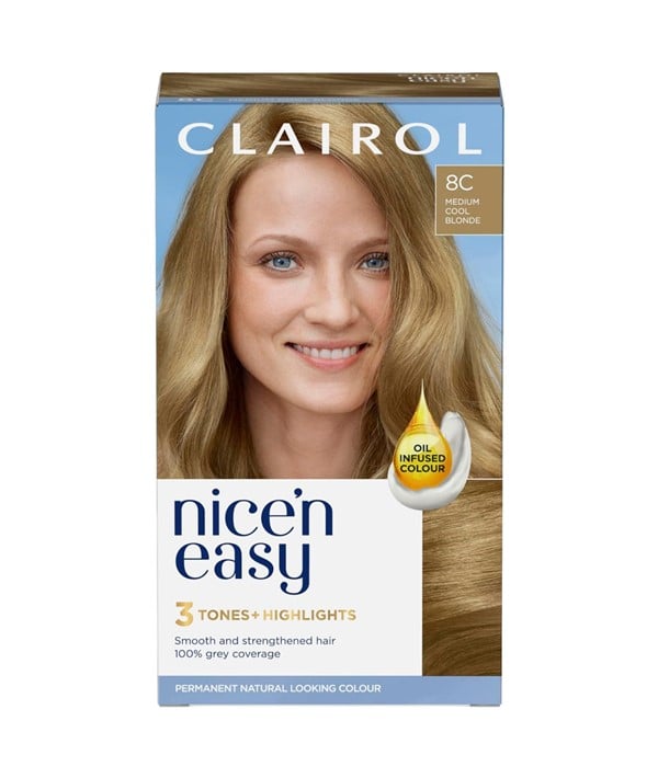 NICE N EASY CREME PERMANENT COLOUR 8C MEDIUM COOL BLONDE 