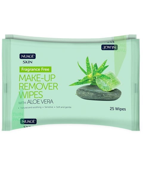 NUAGE FRAGRANCE FREE MAKE UP REMOVER WIPES WITH ALOE VERA