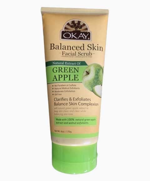 OKAY PURE NATURALS BALANCED SKIN GREEN APPLE FACIAL SCRUB