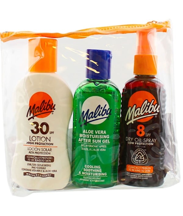 MALIBU TRAVEL BAG DRY OIL PACK WITH SPF8 AND SPF30 