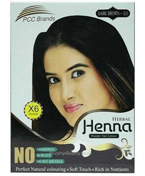 PCC BRANDS DARK BROWN HERBAL HENNA POWDER HAIR COLOR 