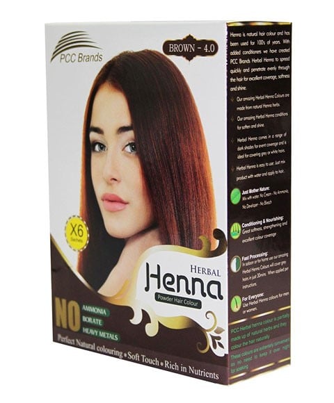 PCC BRANDS BROWN HERBAL HENNA POWDER HAIR COLOUR 