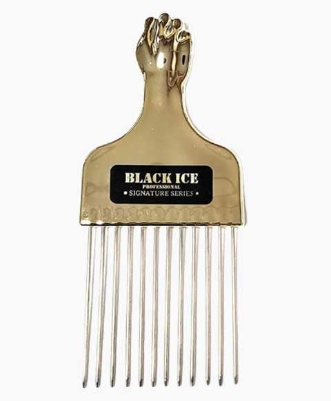 BLACK ICE PROFESSIONAL GOLD HANDLE METAL PICK COMB BIC212