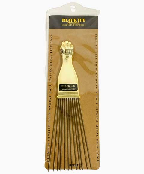 BLACK ICE PROFESSIONAL GOLD HANDLE METAL PICK COMB BIC212T