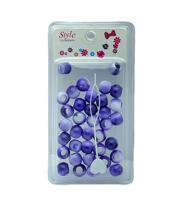 STYLE COLLECTION HAIR BEADS WHITE AND PURPLE BD009C 