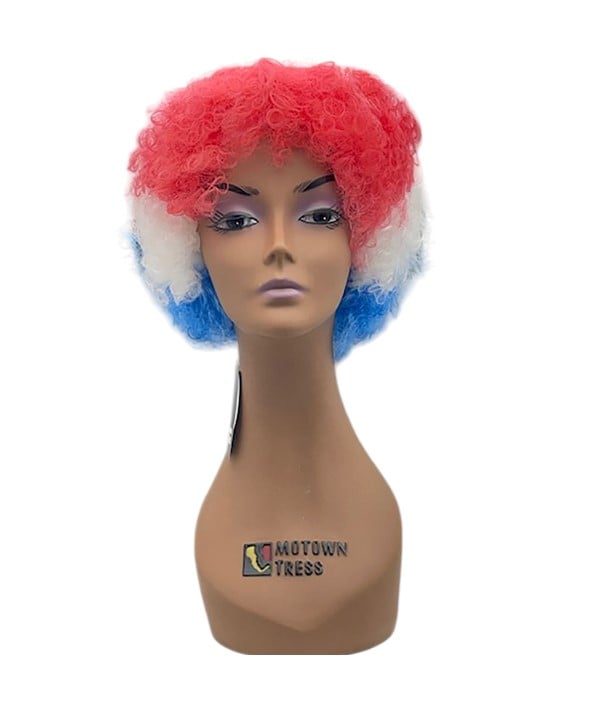 HALLOWEEN COSTUME PARTY AFRO WIG 388A RED WHITE BLUE 
