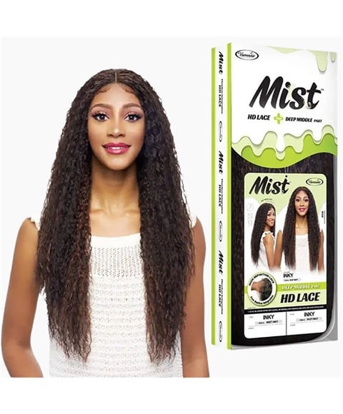 MIST SYNTHETIC INKY DEEP MIDDLE PART HD LACE WIG 