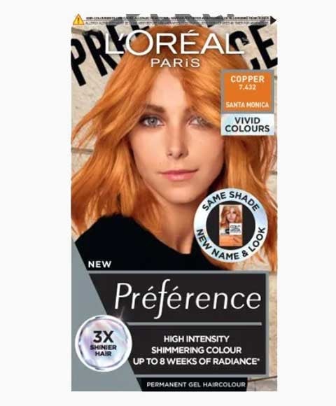 PREFERENCE HIGH INTENSITY PERMANENT GEL HAIR COLOUR COPPER