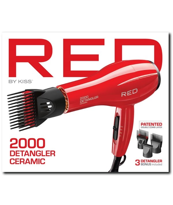 RED BY KISS 2000 DETANGLER CERAMIC HAIR DRYER BD10NG 