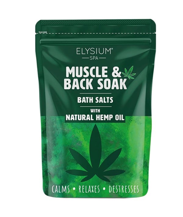 MUSCLE AND BACK SOAK BATH SALTS WITH NATURAL HEMP OIL 
