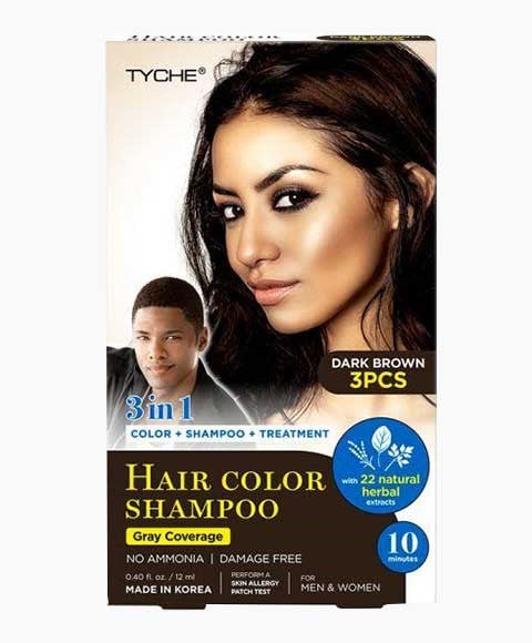 TYCHE 3IN1 HAIR COLOR SHAMPOO DARK BROWN 