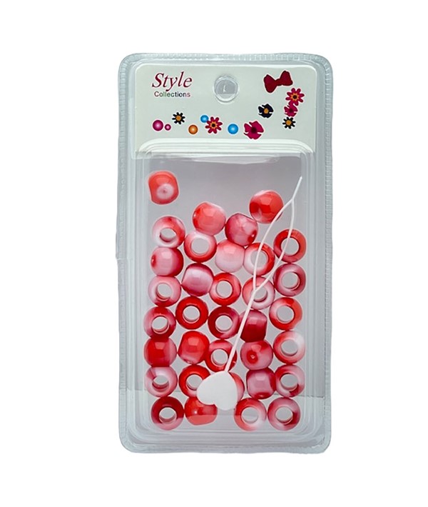 STYLE COLLECTION HAIR BEADS WHITE AND RED BD009P 