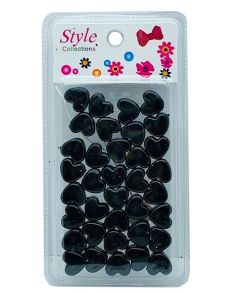 STYLE COLLECTION HEART SHAPE HAIR BEADS BD003BLK  