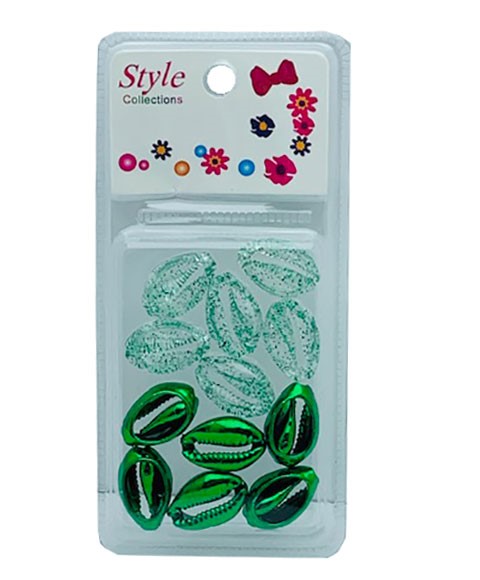 STYLE COLLECTION 2 TONE SHELL BEADS BD015 GREEN 